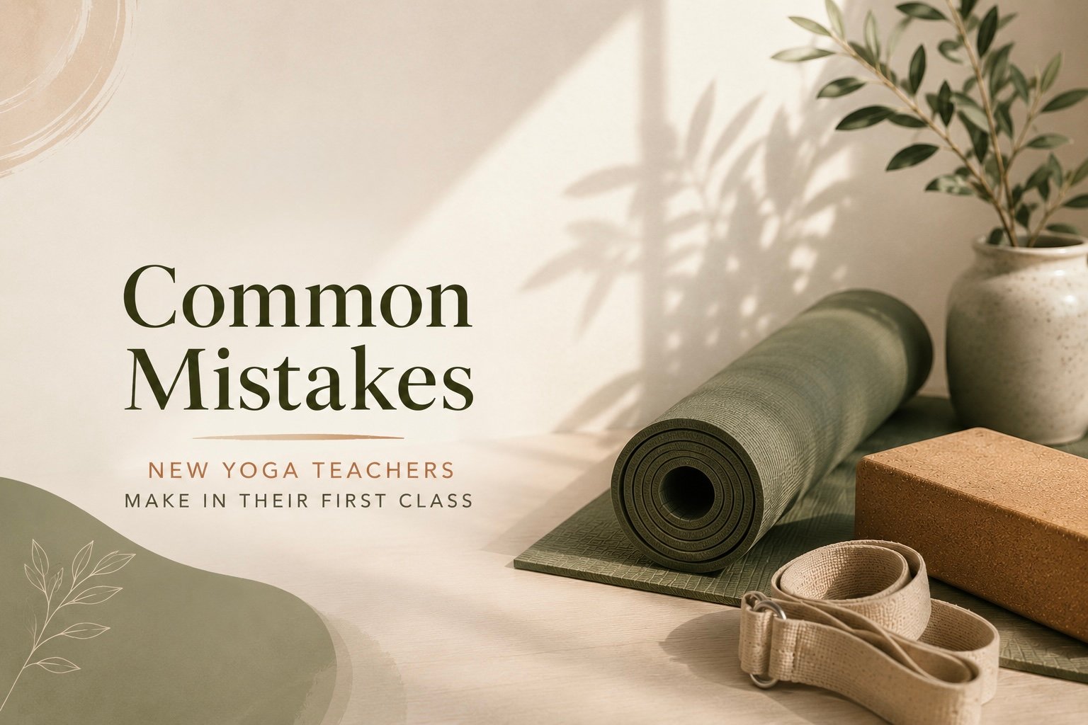 New yoga teacher confidently guiding students during her first yoga class