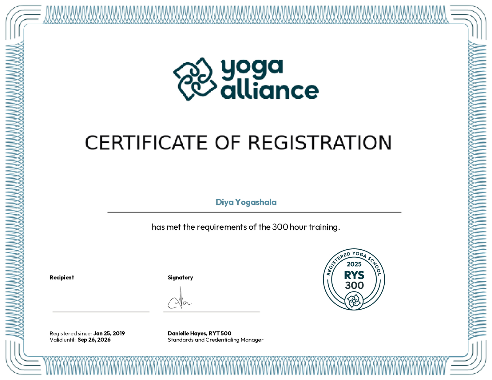 Yoga Alliance 300-Hour Certification